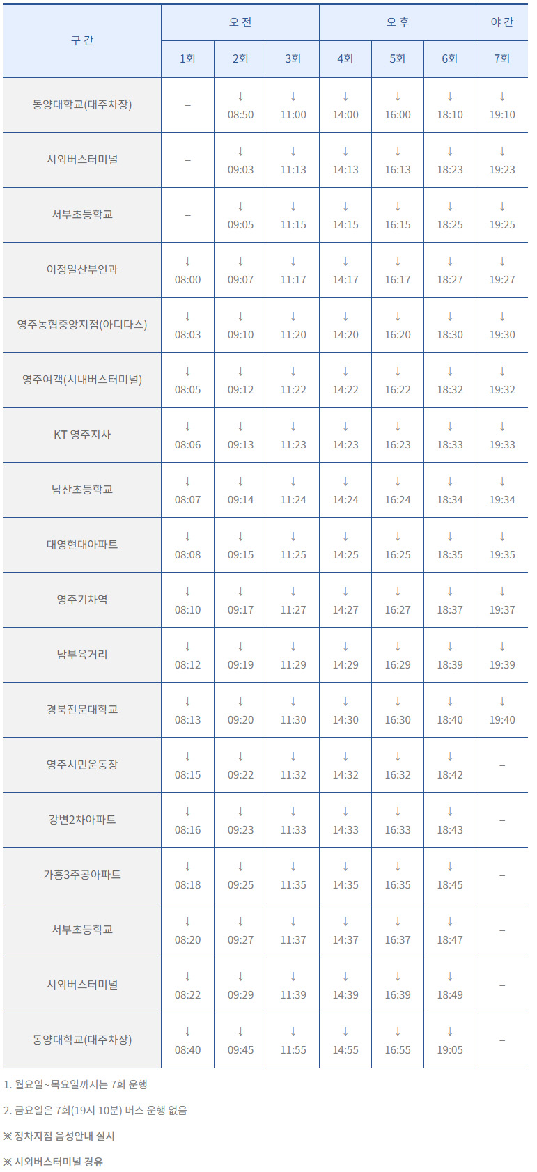 시내버스 시간표