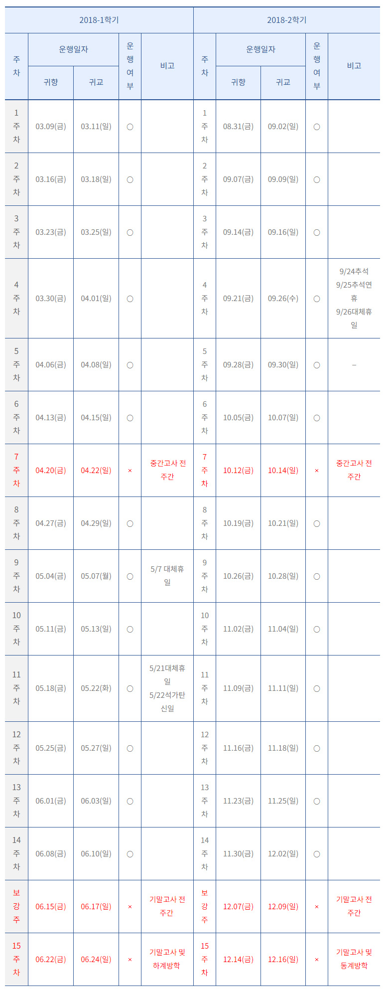 스쿨버스 시간표